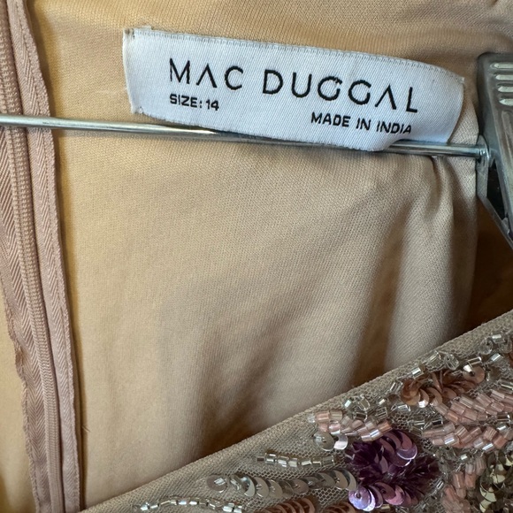 MAC DUGGAL LONG SLEEVE EMBELLISHED PUFF SLEEVE FAUX WRAP GOWN  SIZE 14 5628 $698 - Picture 4 of 11